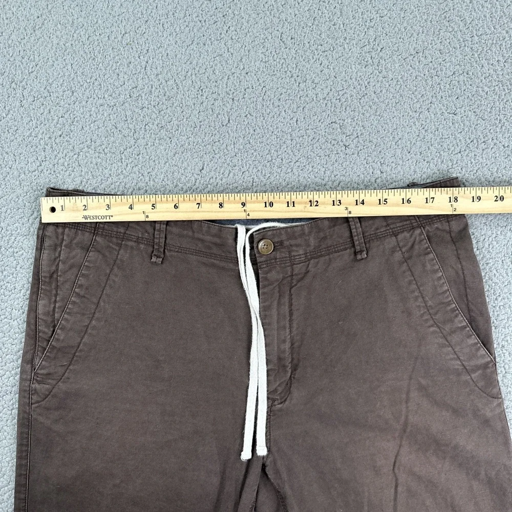 Banana Republic Linen Cotton Pants Men 36x30 Brown Straight Fit Drawstring